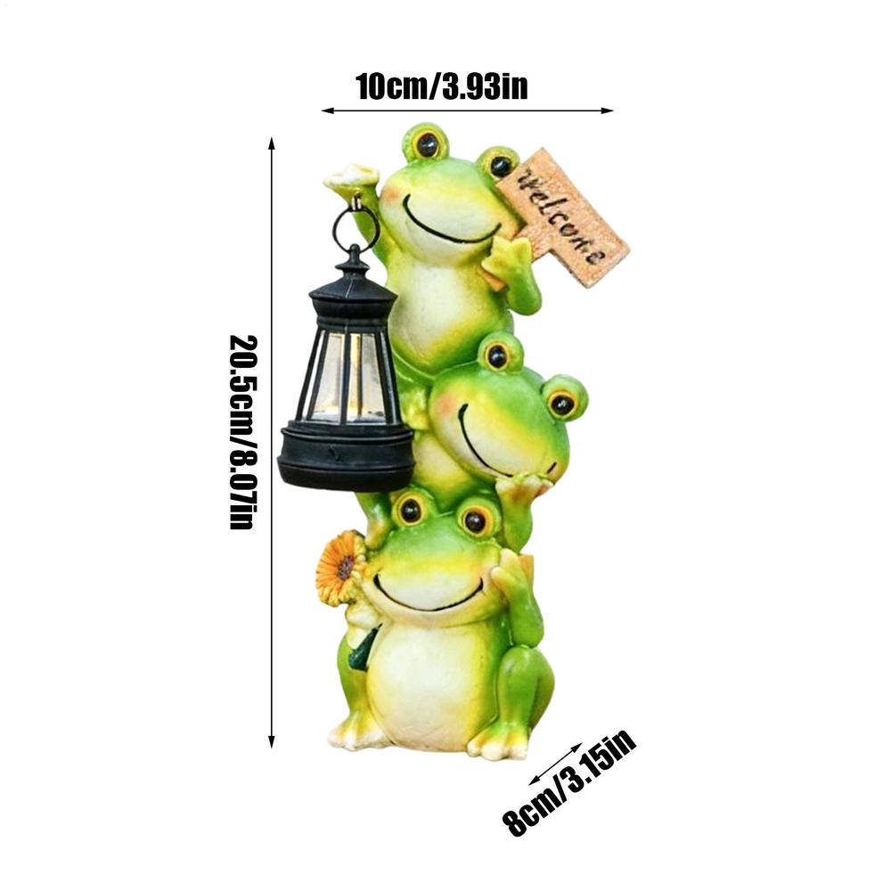 Solar Garden Light Frog Statue Decorative Frog Path Lamps with Lantern Solar Lantern Lights Outdoor Garden for Patio Lawn