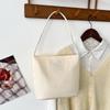 Korean Style Letter Underarm Bag Tote Bag Handbag Embroidery Shoulder Bag Pure Color Large Capacity Nylon Bucket Bag Women 1Pc