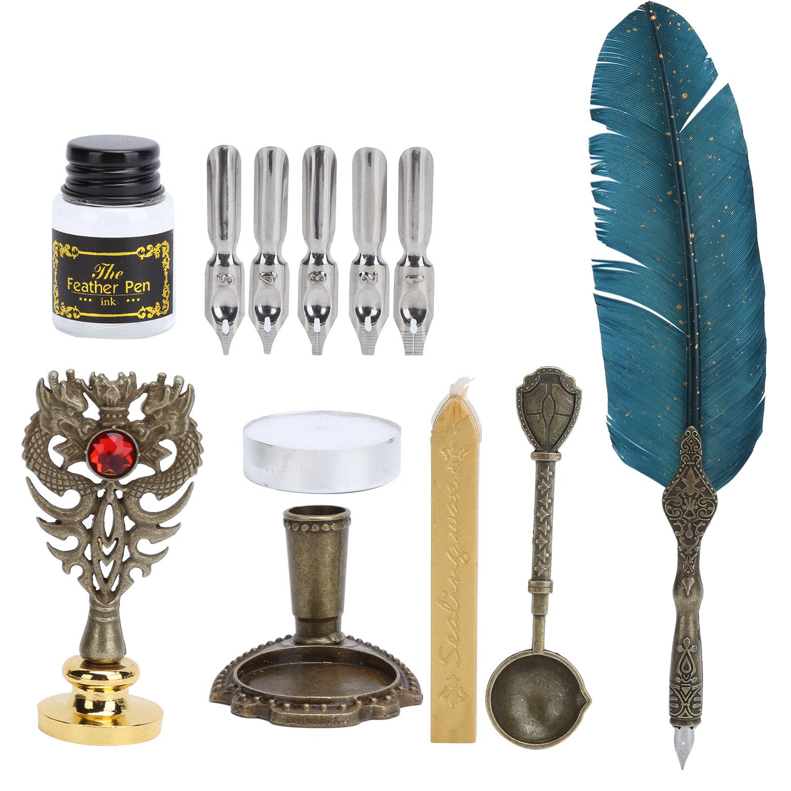 

Набор перьевых ручек для макания Винтажная перьевая ручка Студенческое письмо Чернила Канцелярские товары Подарочная коробкаSP094935 Посыпка золотом Зеленый Черный