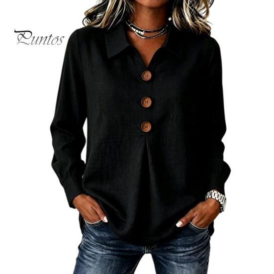 Women Button Down Shirts Shirt Blouse, Long Sleeve V Neck Loose Flowy Wrinkle Resistant Lightweight Breathable Tops Tunic Shirt, Casual Work