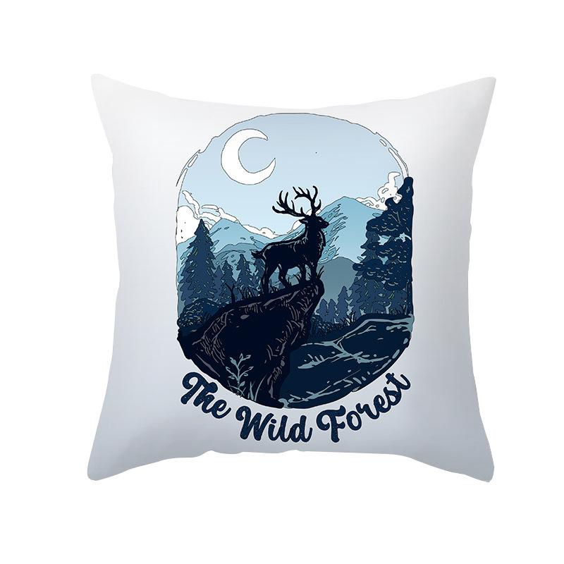 Nordic Christmas Pillow Cover Simple Printed Lines Elk Series Sofa Office Pillow Cushion Cover