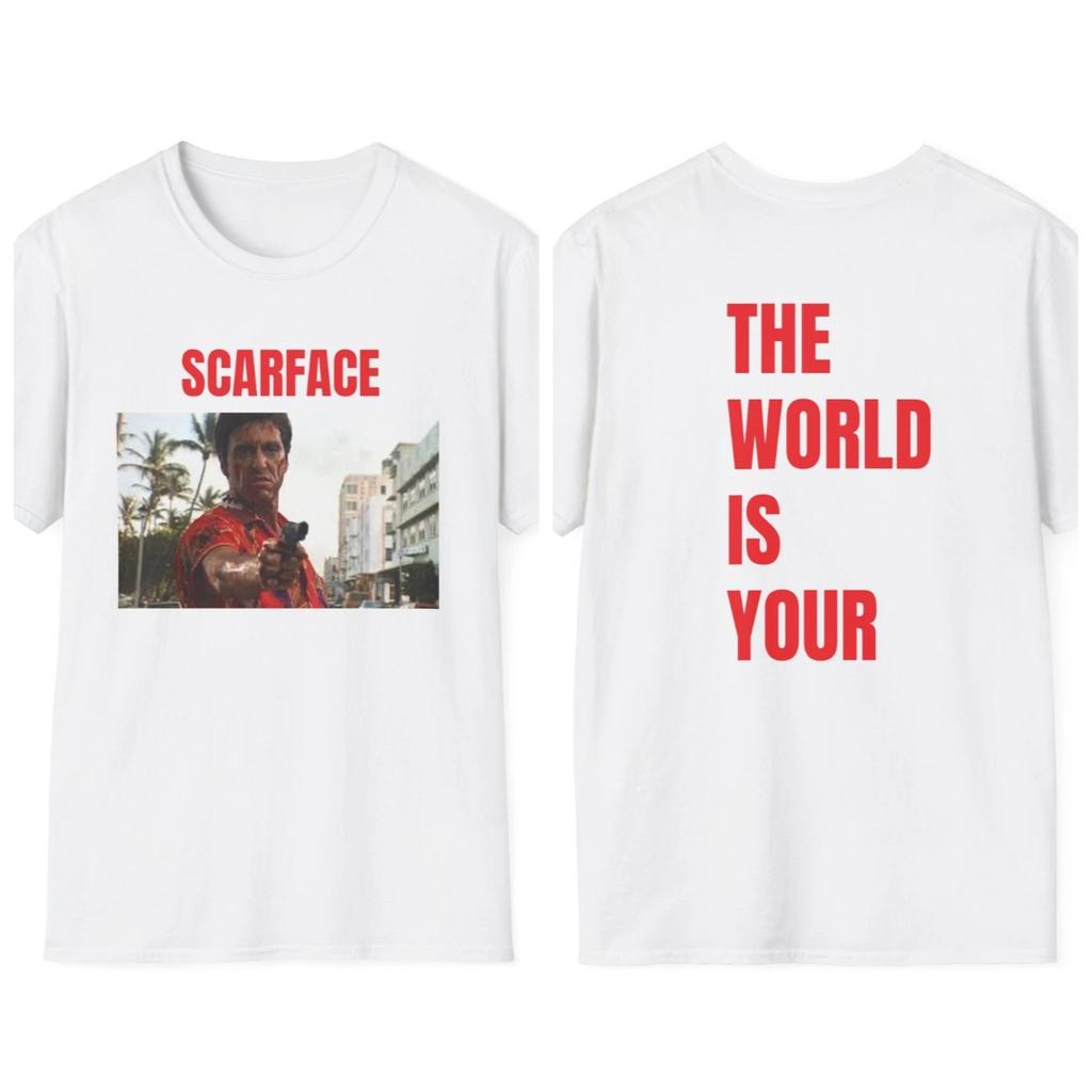 VINTAGE SCARFACE Print National Fashion Loose Small Neckline Casual Short Sleeve Tshirt High Quality Luxury Brand Summer Tops