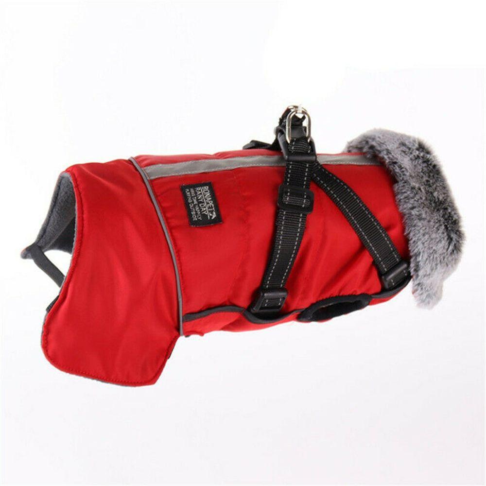 

New Fleece Lined Waterproof Jacket Pet Dog Clothes Dog Warm Jackets Dogs Coats Plus Velvet L красный