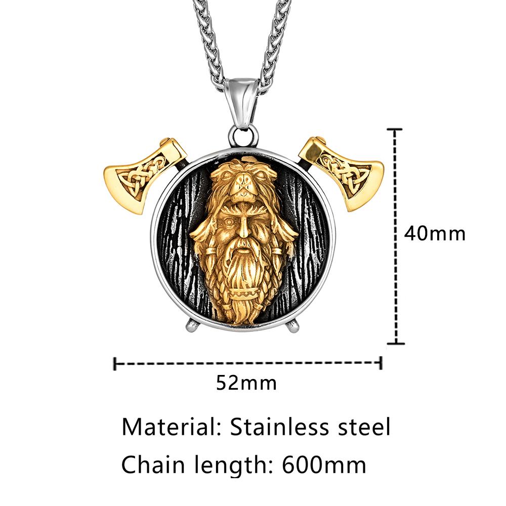 Norse Mythology Wolf Coat Berserker Necklace for Men Stainless Steel Viking Warrior Pendant Retro Jewelry