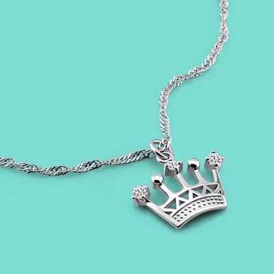 Charm Jewelry Women's 925 Sterling Silver CZ Cubic Zirconia Crown Pendant Necklace 16-18 Inch Anniversary Gift