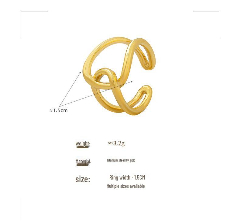 European & American Geometric Chain Twist Open Ring - Women's Titanium Steel Jewelry Gift