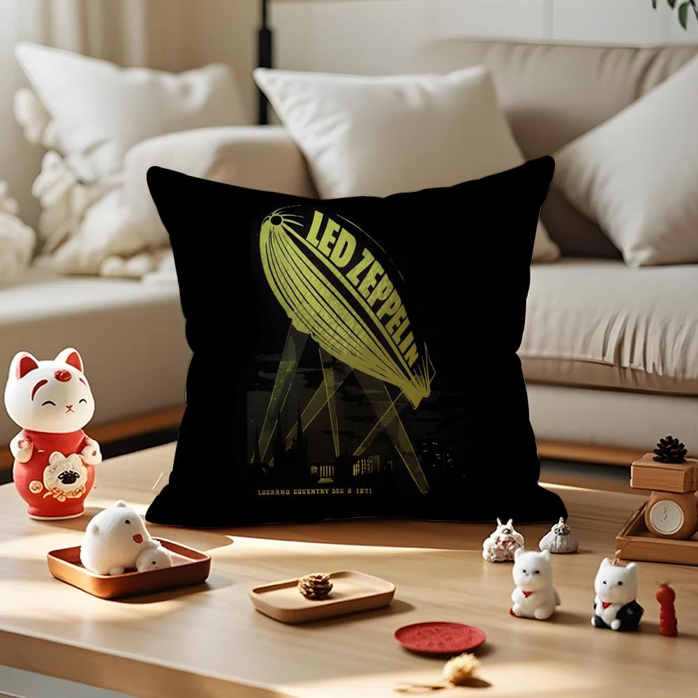 Band LLed ZZeppelin Cushion Cover Silky Short Plush Invisible Zipper Dustproof Sofa Pillow Case for Home Decor
