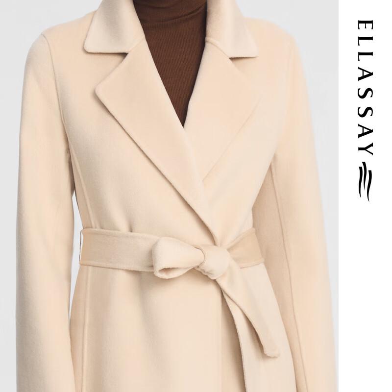 ELLASSAY Women's 100% Cashmere Long Wool Coat