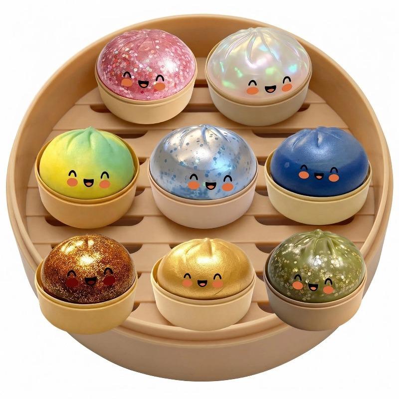 Squishy Glitter Dumpling Toy Squeezing Baozi Ball Pleasure Pinch Stress-Relieving Fidget Slow Rebound Play Relaxing Fun Gifts