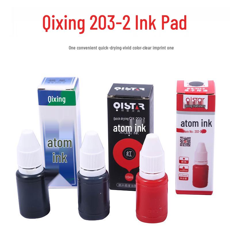 Qixing 10ml Automatic Stamp Ink Pad for Accounting and Teaching - Red, Blue, Black Ink 10ml Red Ink