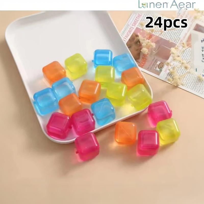 Durable Reusable Plastic Ice Cubes 8/24PCS Assorted Shapes Long Lasting Cooling for Summer Drinks Holiday Party Gift