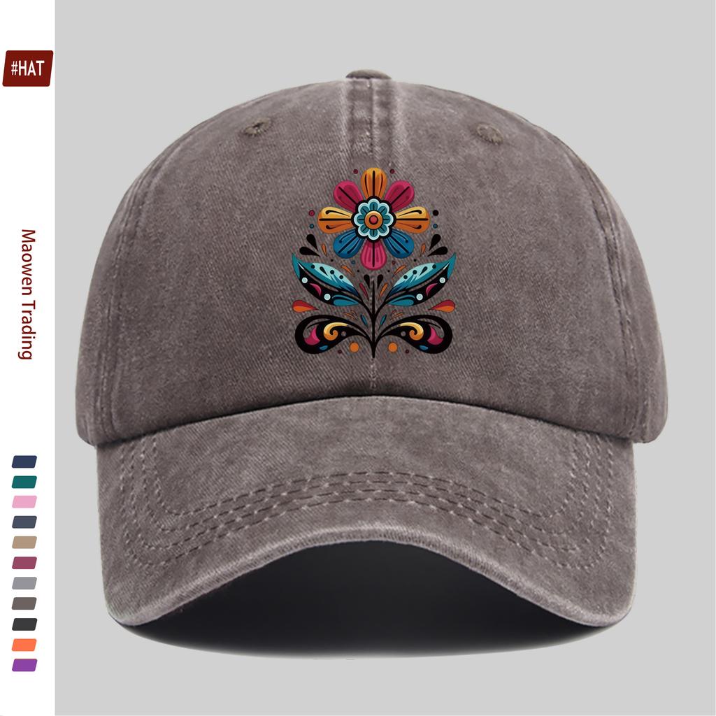pc Colorful Floral Pattern Printed Baseball Cap Ethnic Style Artistic Vacation Fashion Design Sun Hat Party Decor Hat Comfor