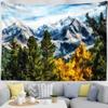 Mountains Psychedelic Tapestry Starry Sky Wall Hanging Star Stars Leaf Village Dorm Decor Blanket 130Cm Woven Personalized