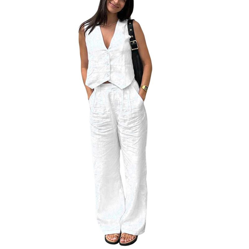 Women's Vest Wide Leg Pants Casual Set