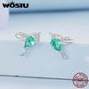 925 Silver Mini Flower Butterfly Bird Bee Stud Earrings Rainbow Moonstone Kitty Cat Ear Studs Girl Party Jewelry