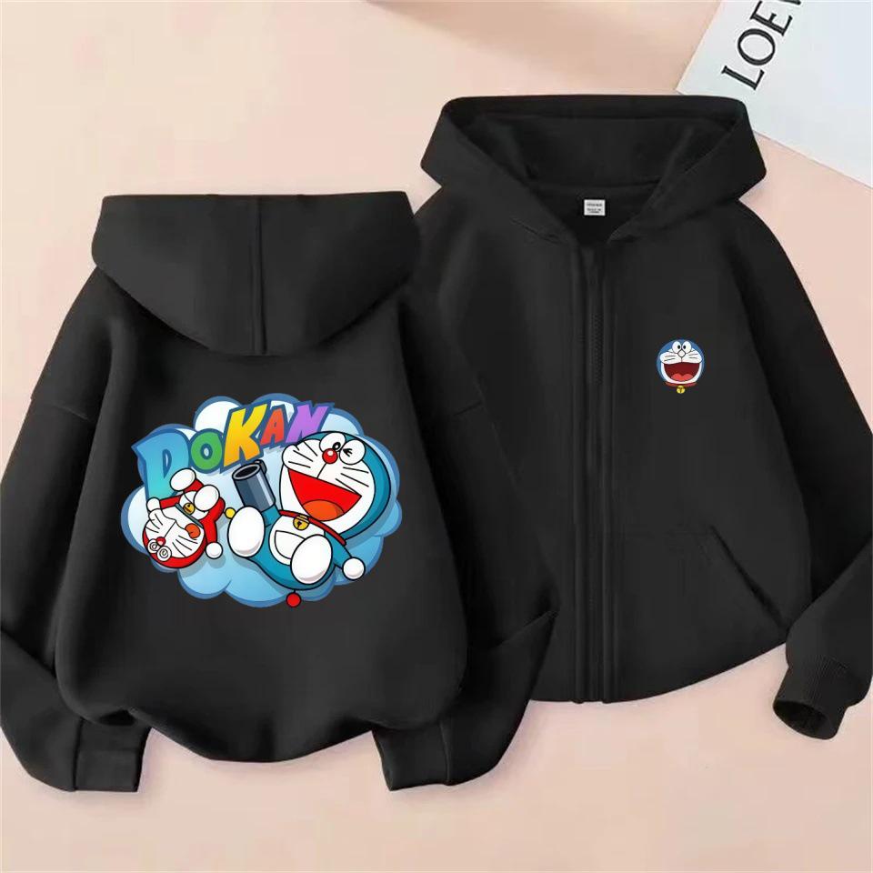 Doraemon POKAN Print Casual Loose Hoodie for Men, Women & Children - Spring/Autumn