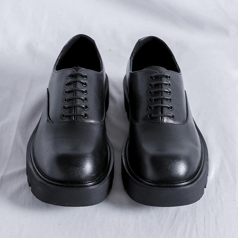 Zapatos de Cuero Casuales de Moda de Marca Streetwear Japonesa Coreana para Hombre con Punta Cuadrada Zapatos de Cuero para Hombre para Negocios, Oficina, Desplazamiento Diario, Vestido de Boda