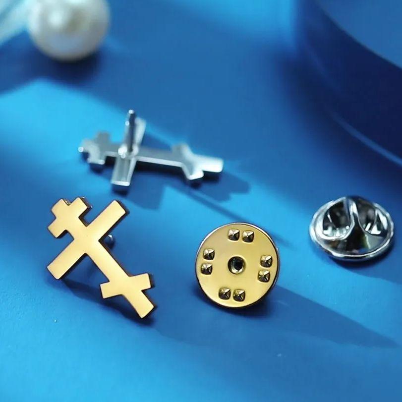 Spilla Croce Ortodossa Teamer Acciaio Inossidabile Spilla Religiosa Cristiana Minimalismo Classico Accessori per Abito Gioiello Regalo 2026 Nuovo