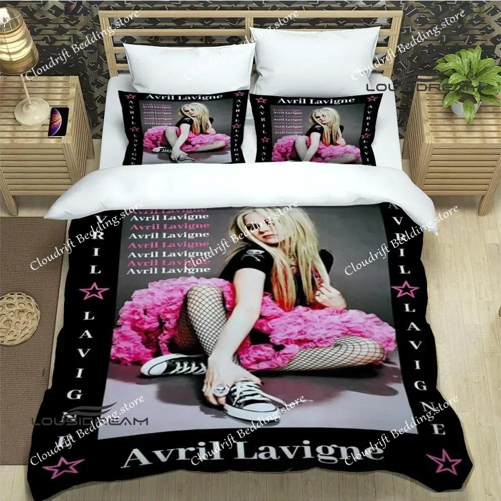 Sängerin A-AVRIL LAVIGNE Druck Bettwäsche Sets Exquisites Bettwaren Set Bettbezug Bettdecke Set Bettwäsche Luxuriöses Geburtstagsgeschenk