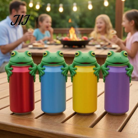 Silicone Soda Can Cover Cute Frog Cover, 3D Print PLA Beverage Lid Shaped Cap Protector, Dustproof Drink Sleeves for Outdoor Activities And