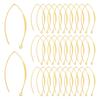50Pcs Brass Earring Hooks, with Horizontal Loop, Nickel Free, Real 18K Gold Plated, 43mm, Hole: 1.8mm, 18 Gauge, Pin: 1mm