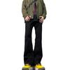 Men's 2024 Loose High-Waist Casual Flared Trousers - Solid Color, Floor-Length Jeans Style