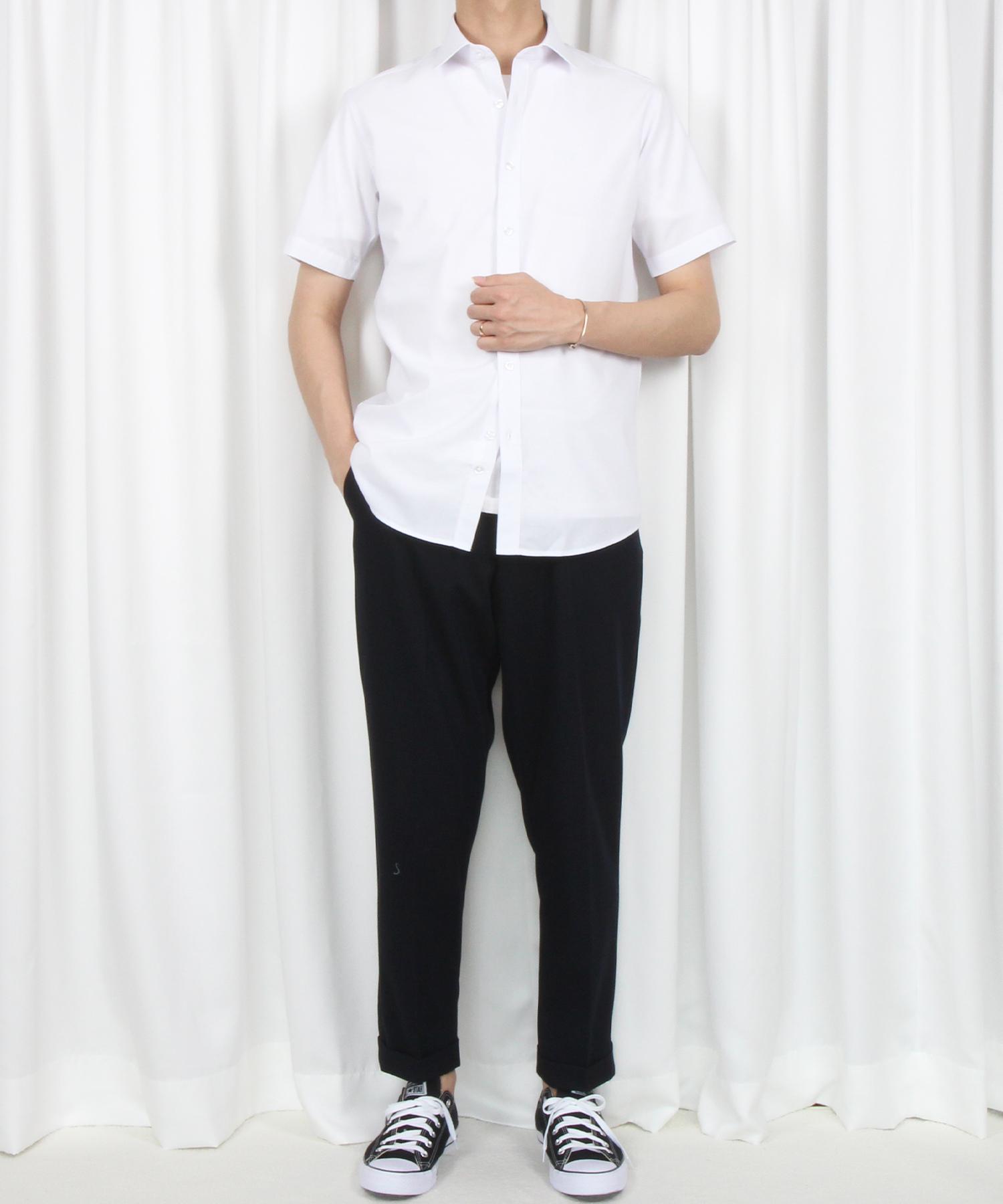The Shirt Studio White Slim Fit Rayon Blend Solid Short Sleeve Shirt 100