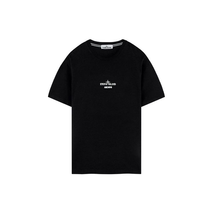 STONE ISLAND Camiseta Negra con Logo para Hombre Tops 74152NS91-V0029