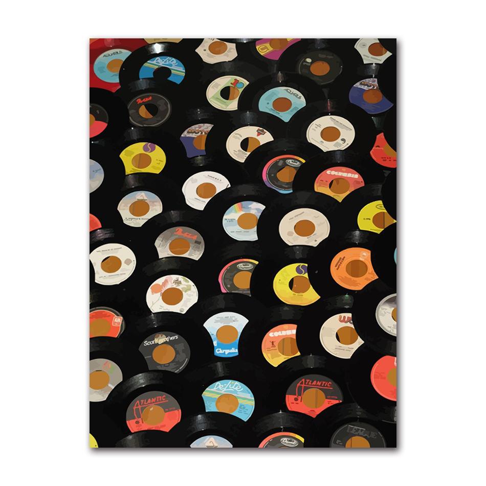 Vintage Cassette Tape and Vinyl Poster Modern Music Prints Canvas Painting Wall Art Pictures Home Room Classics Music Decoration