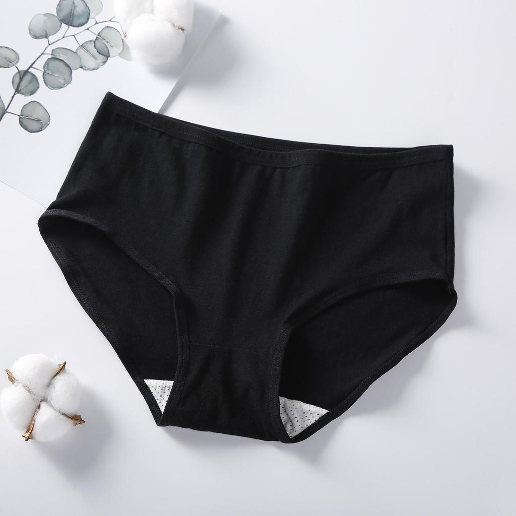 Simple Plus Size Women's Mid-Waist Cotton Panties - Solid Color Breathable Triangle Briefs
