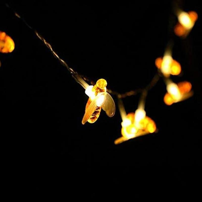 Solar-Powered 8Mode LED Bee String Lights Cute Honeybee Fairy Lamp for Outdoor Garden Decor Lighting Christmas Wedding Party