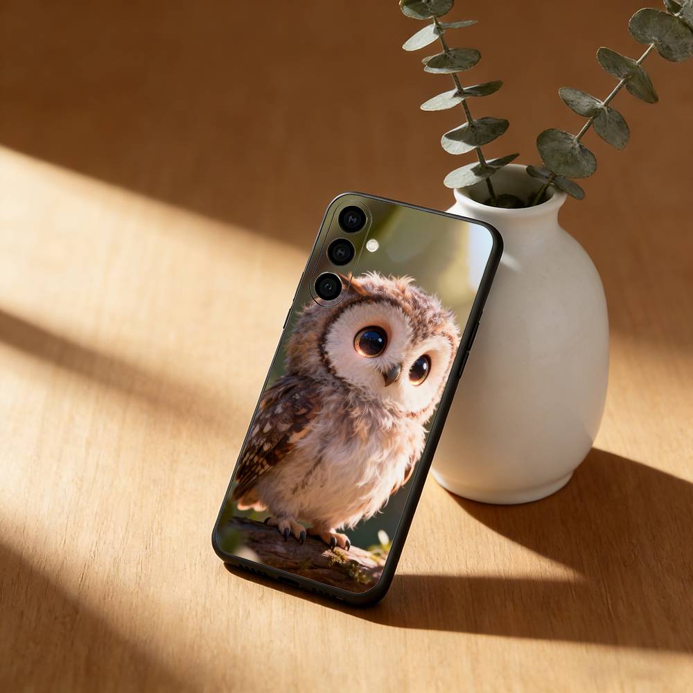 

Cute Owl Phone Case For Samsung GalaxyA13,21s,22,31,32,52,53,71,72,73,Soft Black Cover Samsung a11