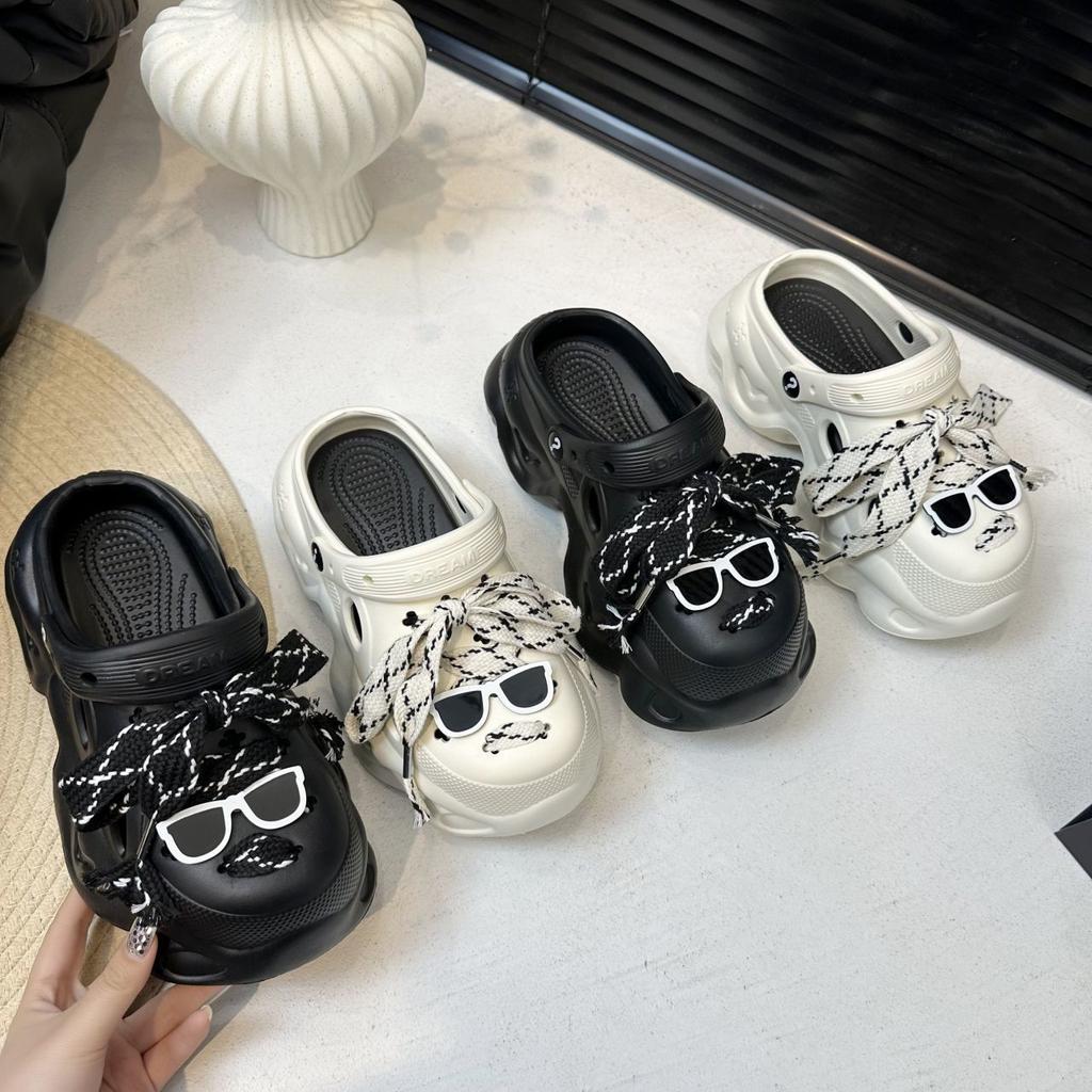 Casual cool slippers thick-soled outer wear beach bag head slippers fashion Internet celebrity hole shoes ins2025 summer and autumn new
