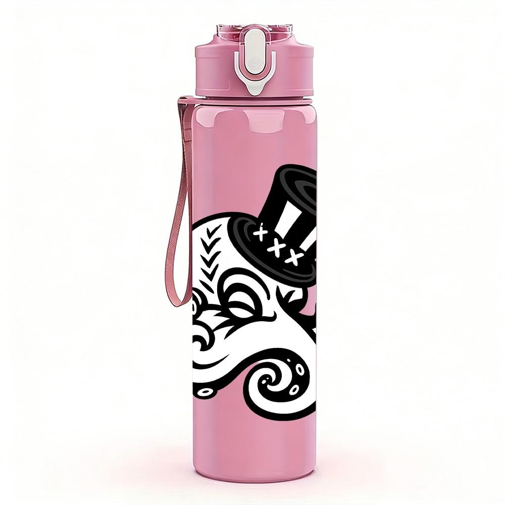 1PC Octopus Tentacle Pattern 750ml Color Plastic Sports Water Bottle Leakproof Flip Straw Lid Suitable for Sports Office Home Use