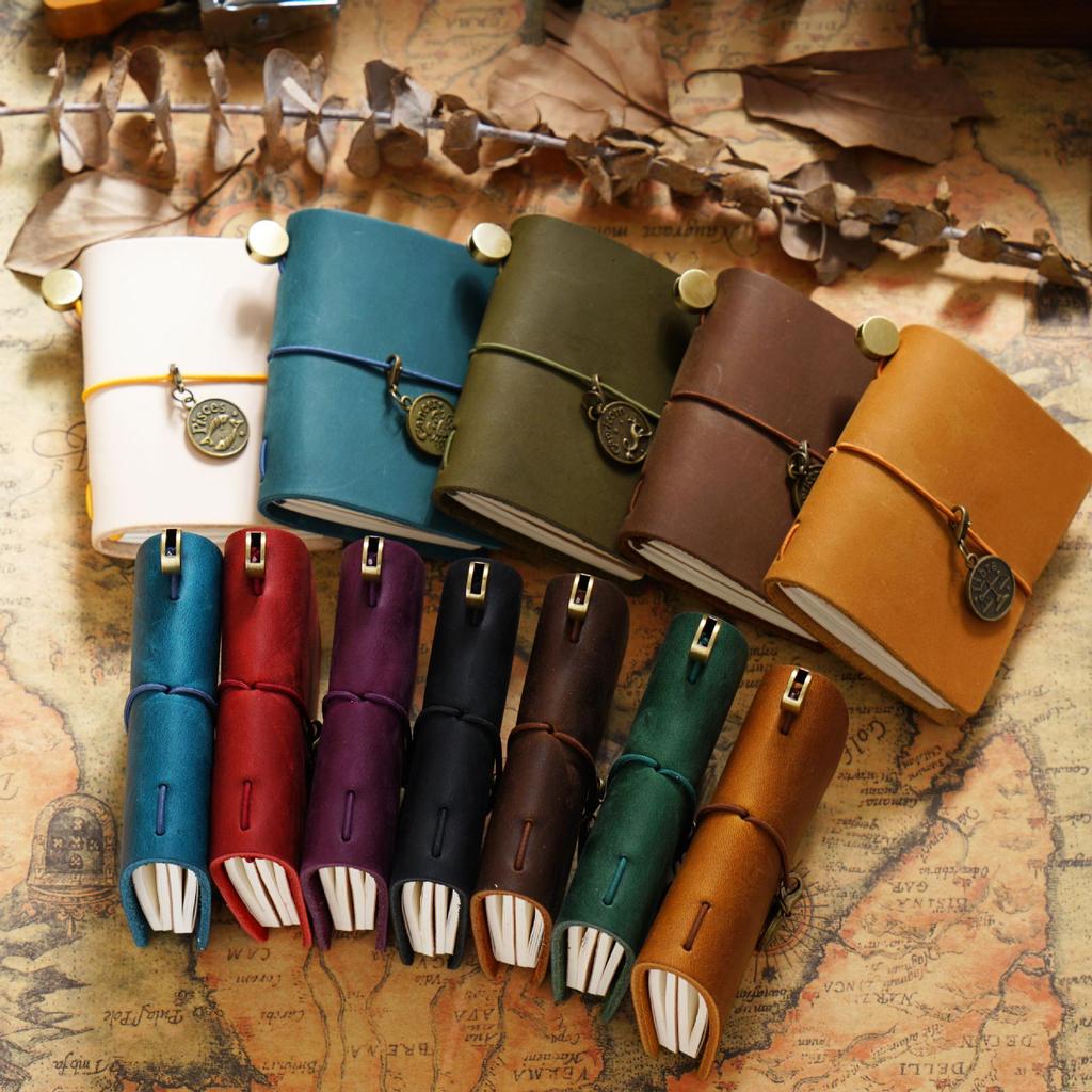 Cross-border Traveler's Mini Loose-leaf Cowhide Pocket Journal