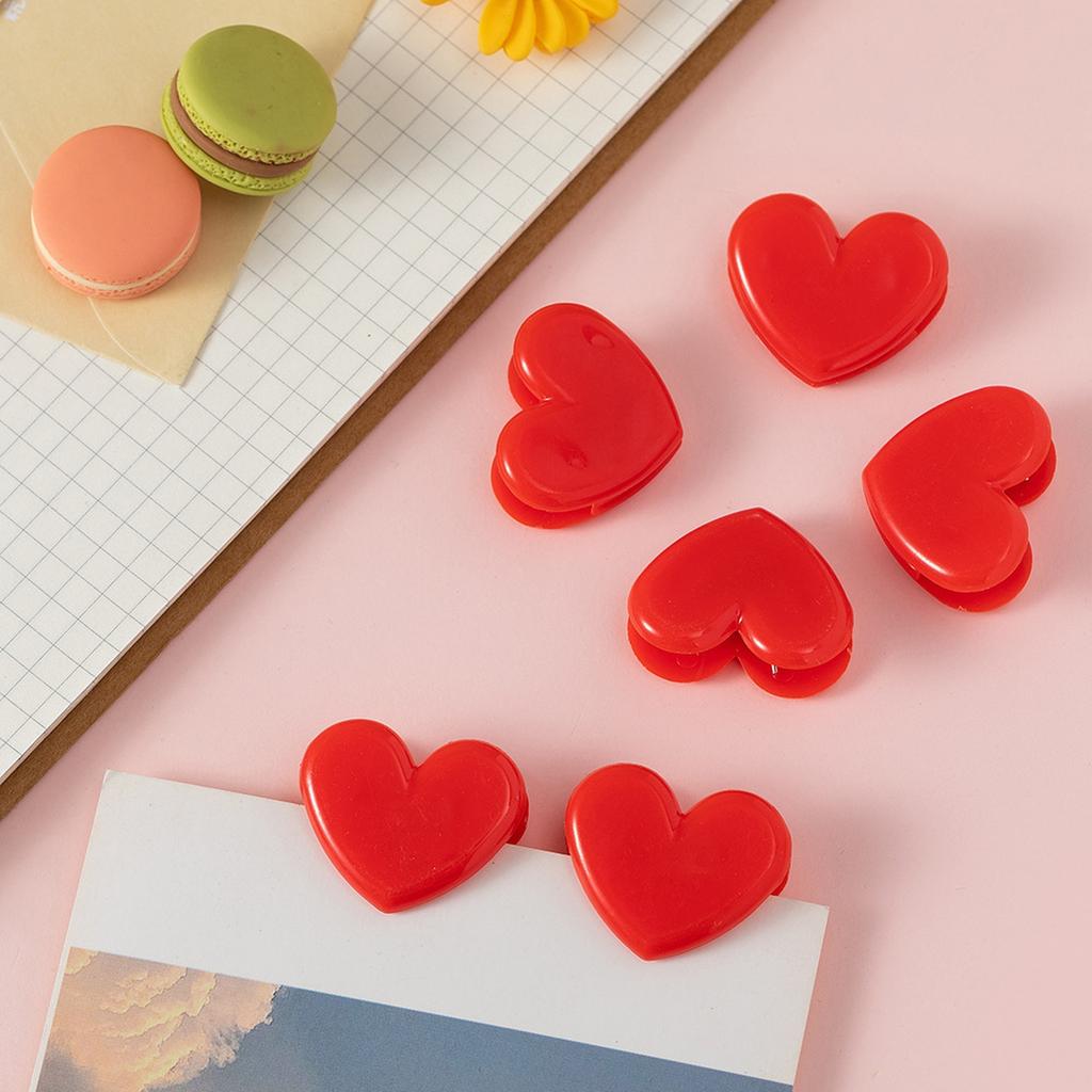 Heart Shaped Decorative Clips Small Plastic Clips for Photos Paper Sealing and Organizing Documents Office and Home Use Set of 5