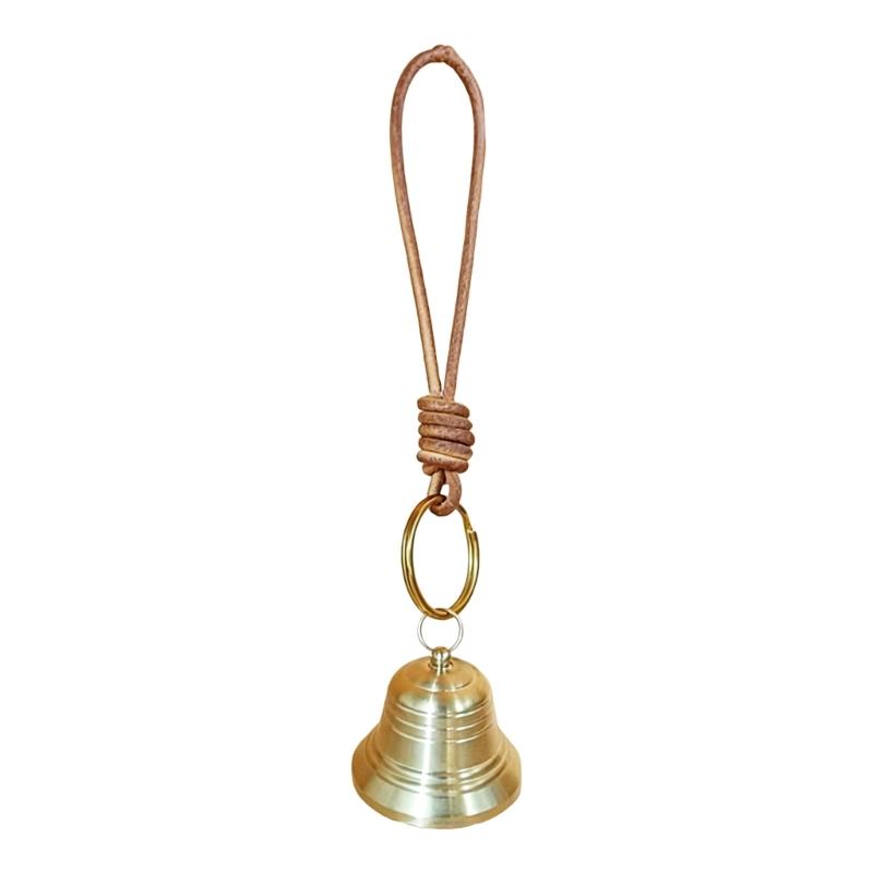 Antique Entry Door Bells Accent with Metal Tone Finish and Hanging Faux Leather Rope for Porch Decors, Hallway Styling and Shops