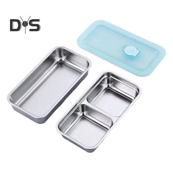 1/2-teilige Snackbox mit Doppelfach, Edelstahlbehälter, auslaufsicheres Design, spülmaschinenfest, Saucen-Dressing-Box