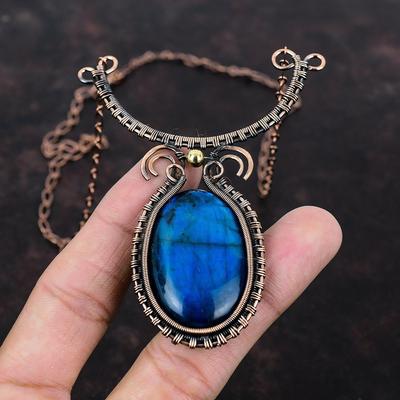 Neon Flash Labradorit Halskette Kupferdraht gewickelte Halskette Handgefertigte Halskette Kupferschmuck Edelstein Verstellbare Halskette Verlobungsgeschenke
