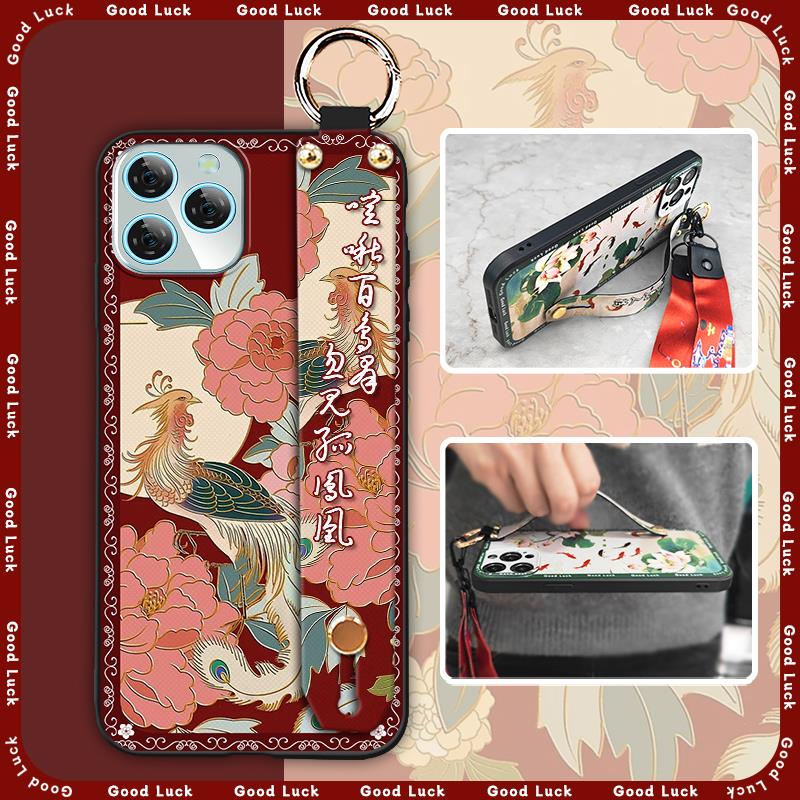 Lanyard Elderly Lady Phone Case For Blackview A95 Waterproof Phone Holder Ring Durable Wristband Kickstand Back Cover