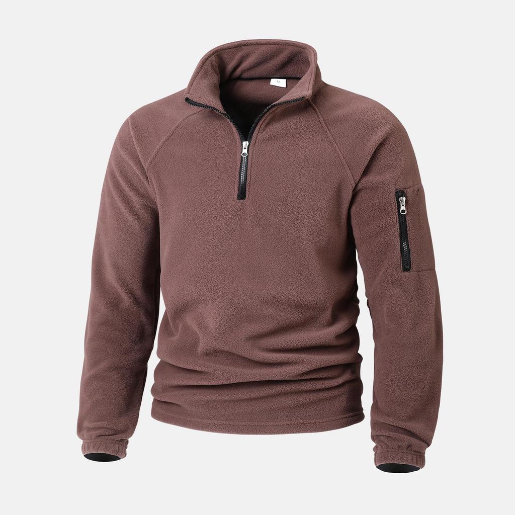 Men's Tactical Fleece Zipper Pullover Jacket - Stand-up Collar for Autumn/Winter Outdoor Sports