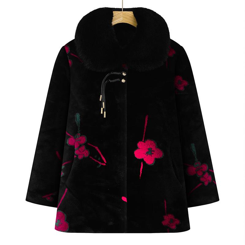 

Women s Autumn Winter Faux Fur Coat - Middle-aged & Grandma Velvet-Enhanced Warm Jacket 5XL
