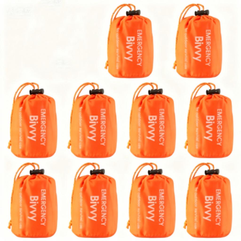 Multi-pack emergency sleeping bags, orange, drawstring bag, portable, suitable for outdoor camping