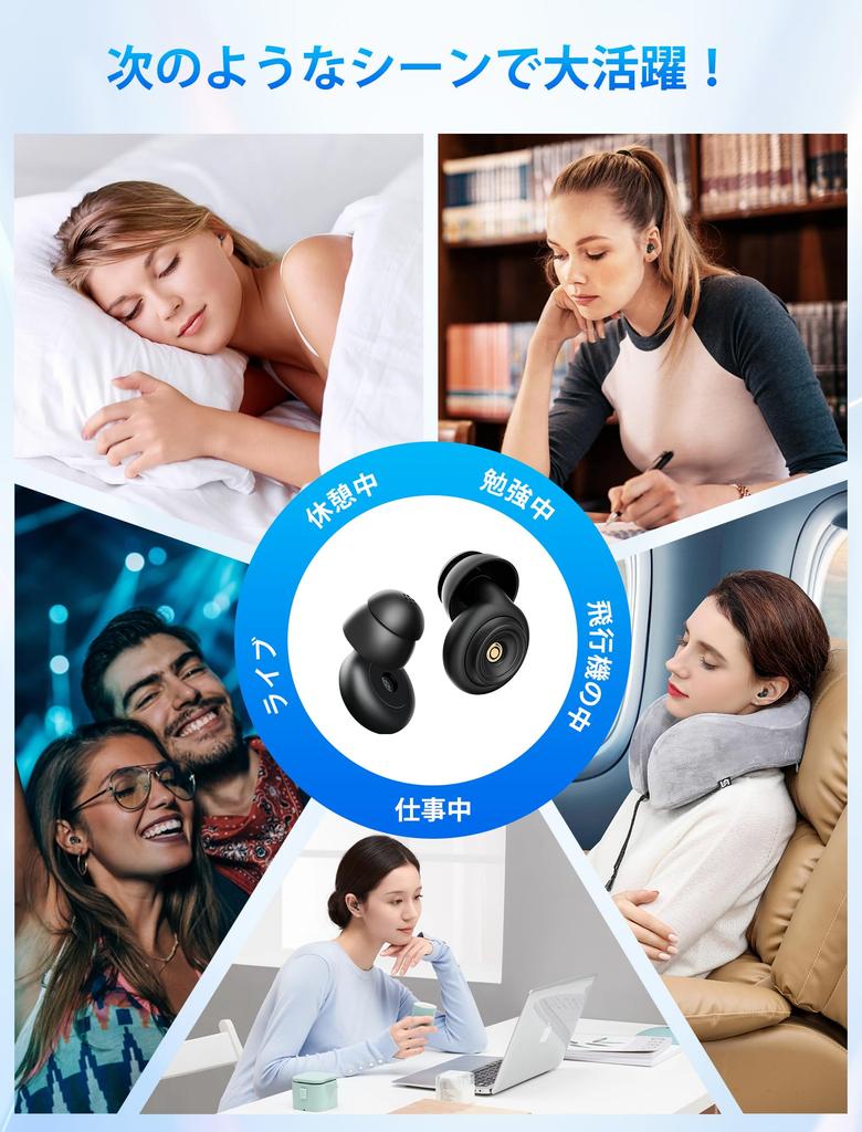 Gegoup Earplugs for Sleeping New Edition Supervised by Sleep Loop Earplugs for Good Noise 35db Storage Pouch For Snoring Live Work Caps X 5 One Size