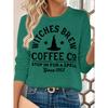 1Pack of Halloween Beautiful Women's Shirts Witch Hat Letter Print Women's Autumn Clothing Stretchy, Comfortable, Breathable Long-sleeve Top Casual