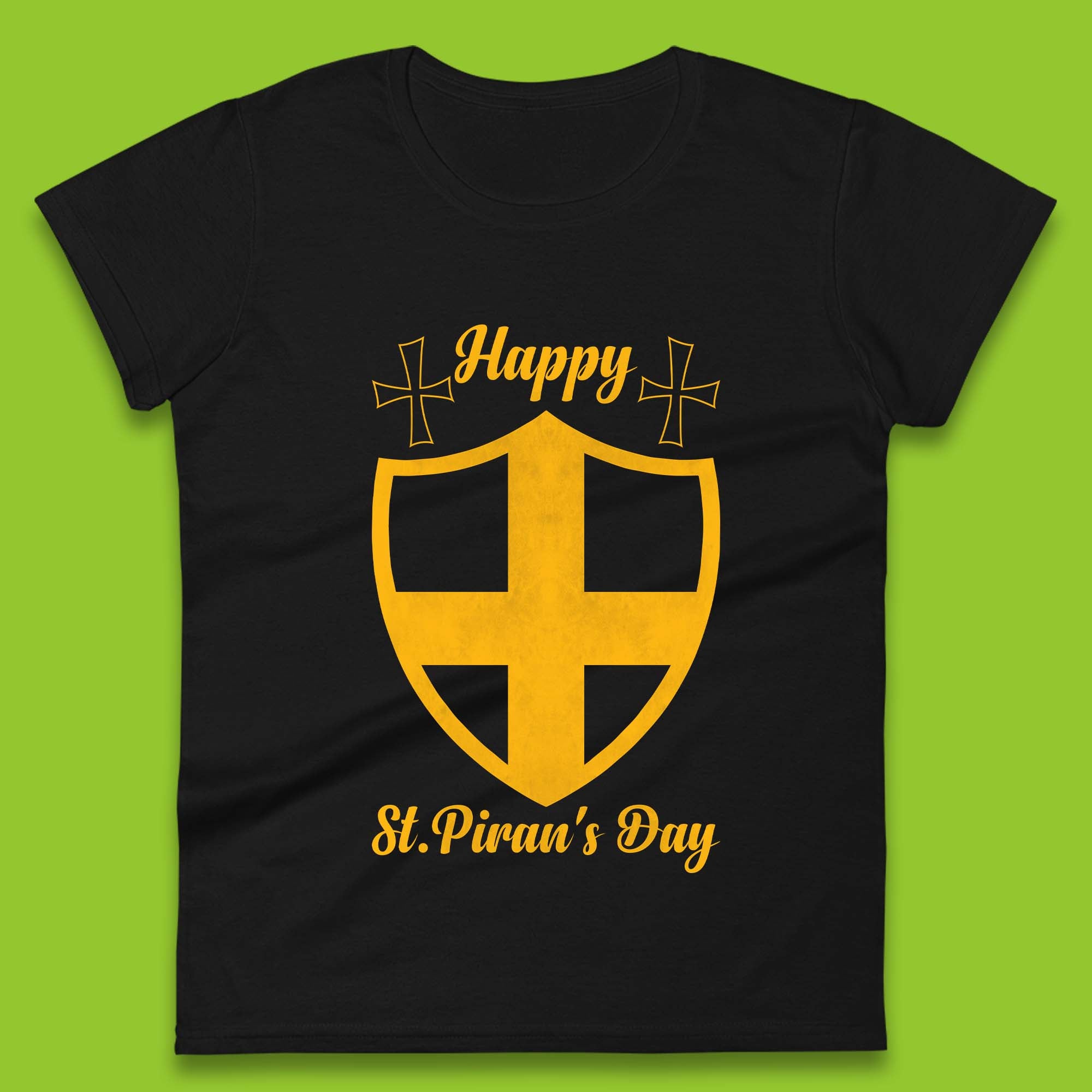 Happy St. Piran s Day Womens T-Shirt Mens Tops Tees Unisex 2XL