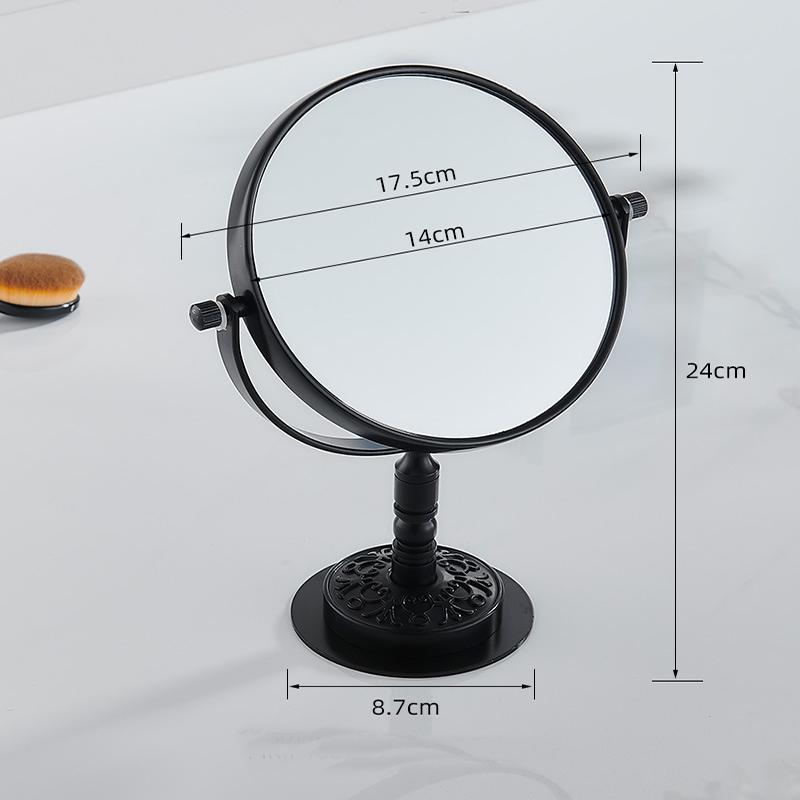 Miroir de Maquillage de Salle de Bain à Double Face Grossissement 1X/3X Cadre en Aluminium Miroir de Beauté de Table (Noir/Argent/Or)