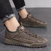 2024 Męskie Klasyczne Czarne/khaki Skórzane Trampki Codzienne Miękkie Skórzane Sznurowane Buty Męska Moda Outdoorowe Buty do Chodzenia Męskie Trampki