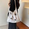 Solid Color Large Capacity Shoulder Bucket Bag Fashionable Knitted Work Commuter Bag Daily Shopper Tote For Women