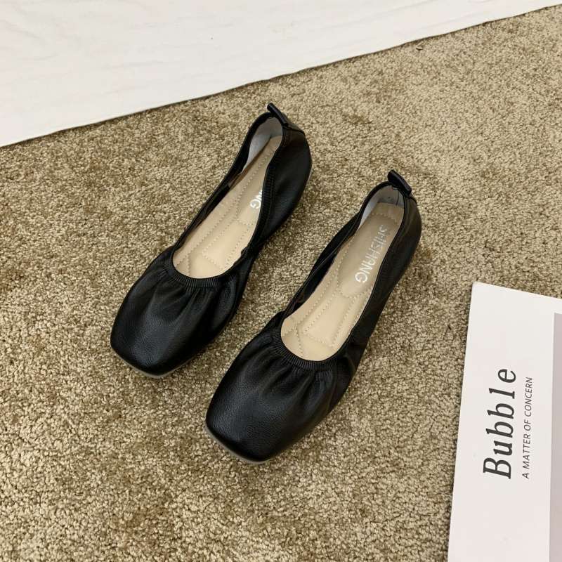 Francuskie buty na pojedynczej podeszwie średni obcas płaskie buty 2025 elastyczne buty babci średni obcas wiosenna moda wszechstronne miękkie skórzane buty dopamina